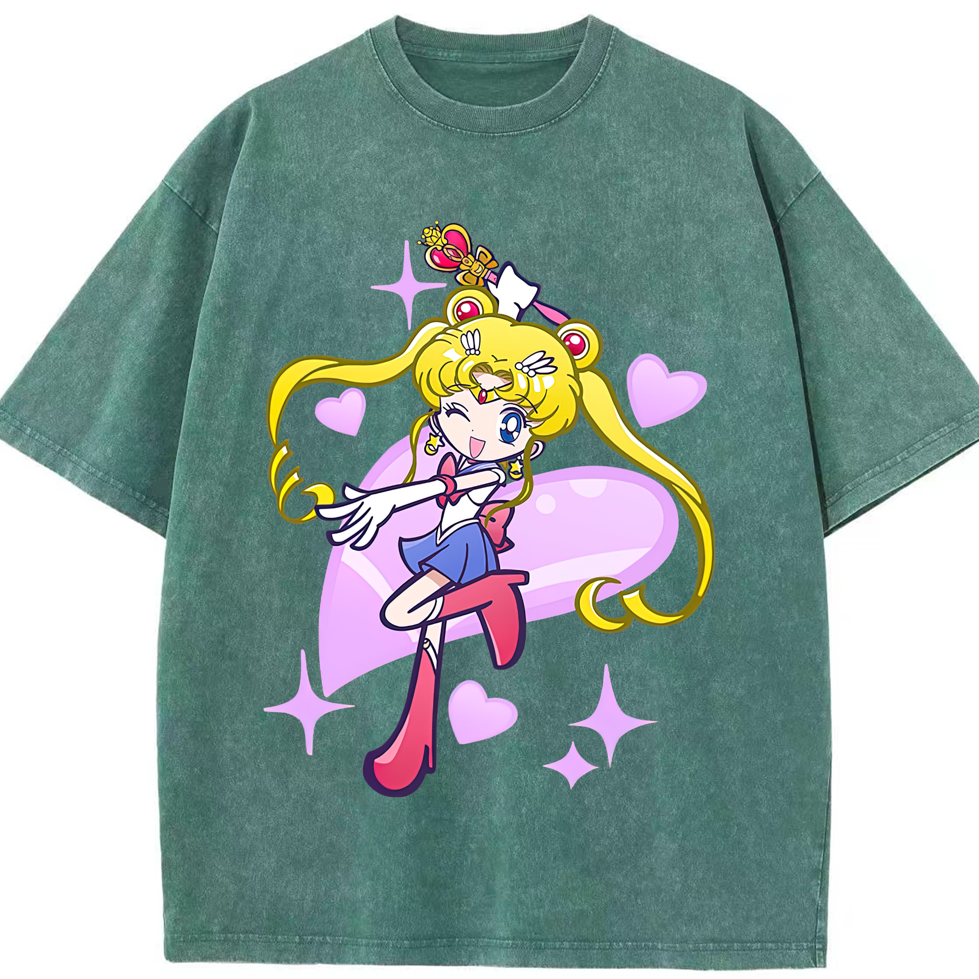 （画像用） 美少女戦士セーラームーン 月野 うさぎ つきの うさぎ Sailor Moon Tsukino Usagi 綿100% ヴィンテージ風 半袖Tシャツ（フロントプリント）